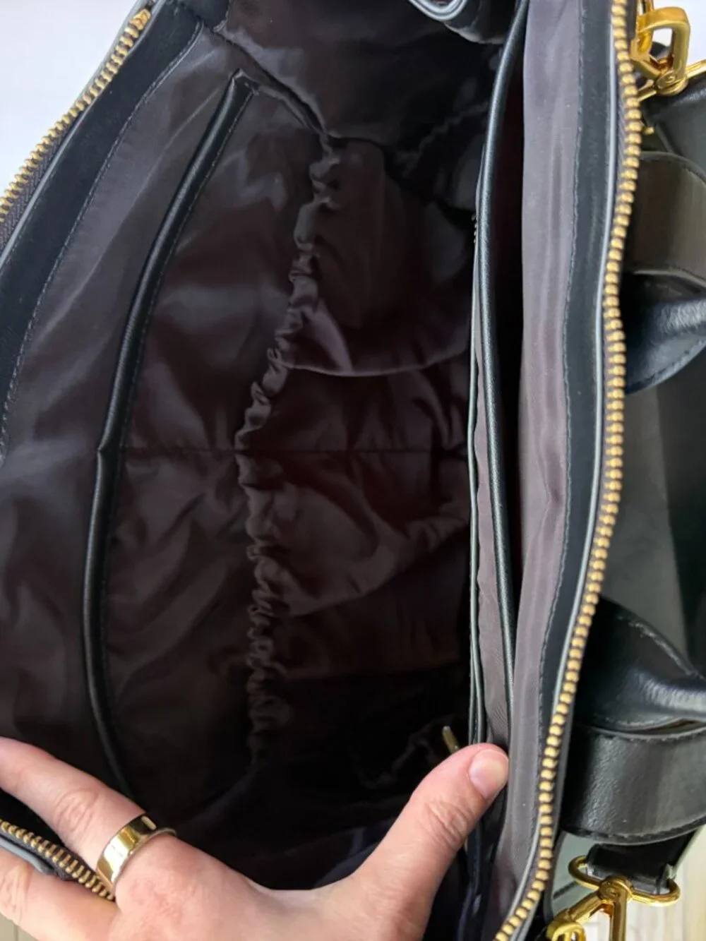 Fawn Design Square Black Faux Leather Diaper Bag